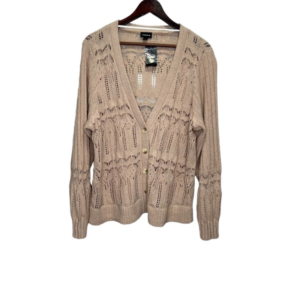 Torrid Tan Neutral Cream Pointelle Cardigan V-Neck Sweater 2X NWT Brand New - Picture 4 of 14
